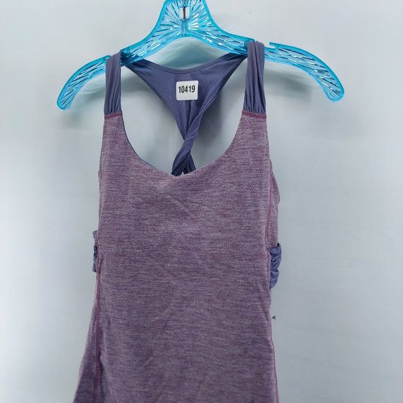 Lululemon Women’s Spin Me Twist Back Heathered lilacTank Top Shelf Bra - Picture 2 of 10